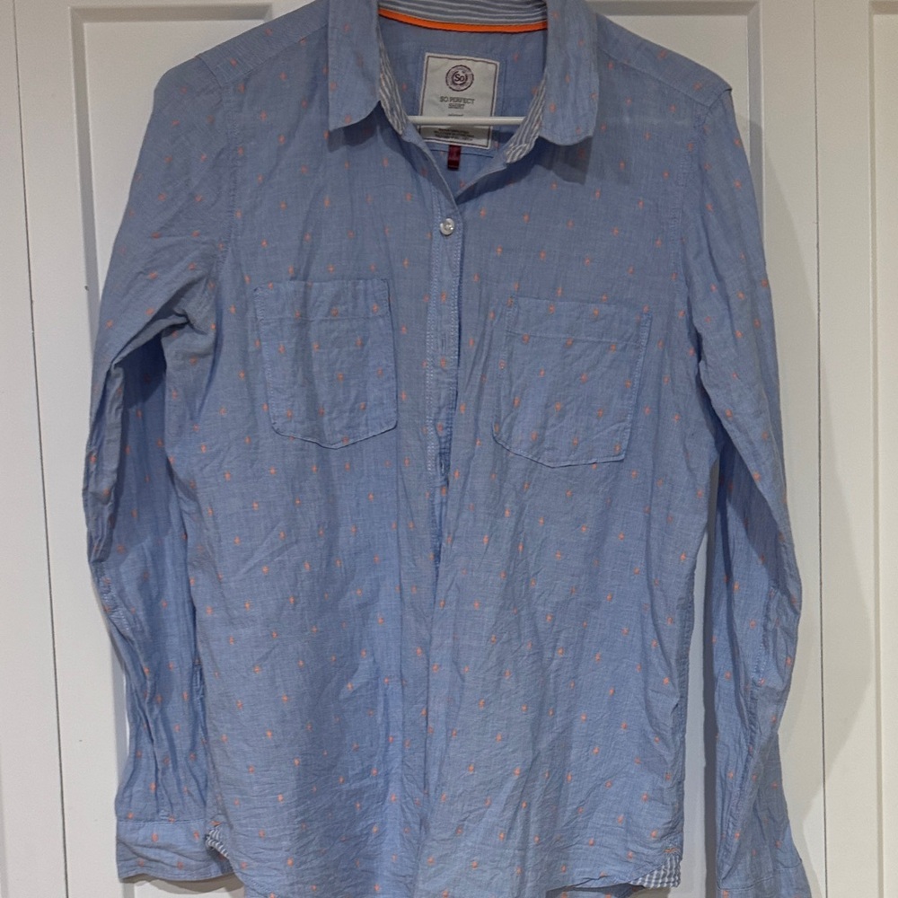 SO Casual Blue Shirt with Orange Accents